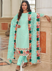 Blue Multi Sequence Embroidery Festive Salwar Kameez