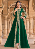 Green Golden Embroidered Slit Style Anarkali Pant Suit