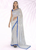 White And Blue Designer Saree