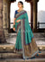 Turquoise And Blue Embroidered Silk Saree