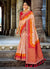 Red And Orange Multi Embroidered Silk Saree