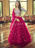 Pink And Grey Sequence Embroidered Net Lehenga Choli