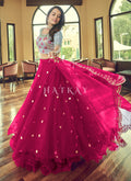 Shop Lehengas | Pink And Grey Sequence Embroidered Net Lehenga Choli