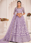 Lavender Traditional Embroidered Wedding Lehenga Choli