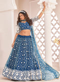 Royal Blue Embroidered Traditional Wedding Lehenga Choli