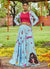 Blue And Pink Digital Embroidered Chaniya Choli With Jacket