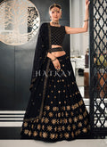 Buy Lehenga Choli | Dark Blue Sequence Embroidered Wedding Lehenga Choli And Dupatta