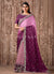 Plum Purple Traditional Zari Embroidered Party Wear Saree