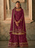 Magenta Georgette Embroidered Palazzo Suit