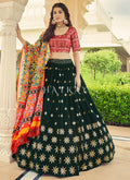 Red And Green Sequence Embroidery Lehenga Choli