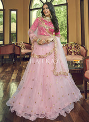 Pink Two Tone Sequence Embroidered Net Lehenga Choli