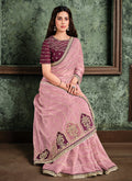 Lavender And Wine Multi Embroidered Designer Saree