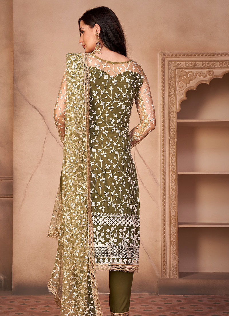 Luxury Mustard Yellow Pakistani Embroidered Salwar Kameez