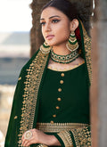 Dark Green Zari Embroidered Anarkali Suit