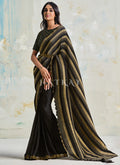 Black Golden Zari Embroidery Designer Silk Saree