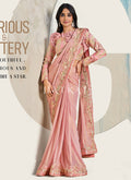 Rose Gold Pink Embroidery Designer Saree