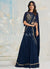 Navy Blue Sequence Embroidery Designer Silk Saree