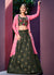 Olive Green Sequence Embroidery Jacket Style Lehenga Choli