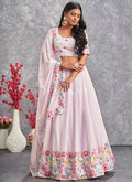 Pink Floral And Sequence Embroidery Wedding Lehenga Choli