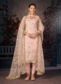 Peach Sequence Embroidered Churidar Suit
