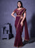 Maroon Sequence And Appliqué Embroidery Wedding Saree