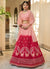 Red And Pink Multi Embroidery Ombré Silk Lehenga Choli