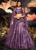 Deep Purple Mirror Work Embroidery Lehenga Choli