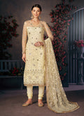 Pale Yellow Embroidered Churidar 