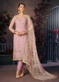 Lavender Sequence Embroidered Churidar Suit