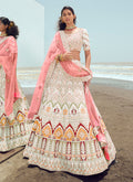 White Multi Zarkan Embroidered Designer Lehenga Choli