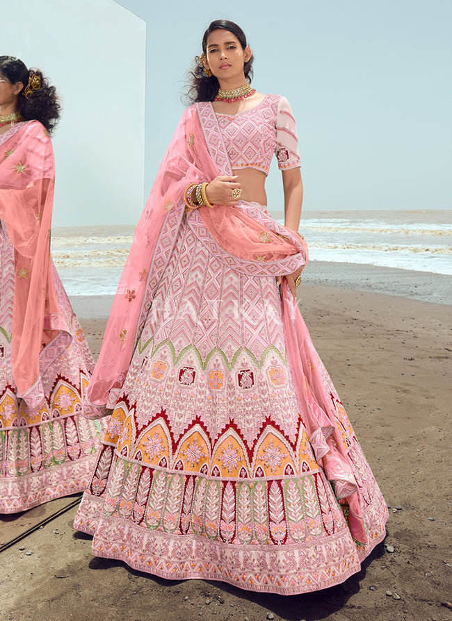 Purplish Pink Zarkan Embroidered Designer Lehenga Choli