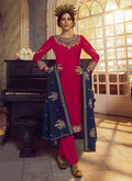 Red And Blue Embroidered Traditional Lehenga