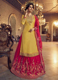 Yellow And Red Embroidered Traditional Lehenga Suit