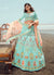 Teal Blue Zarkan Embroidered Designer Lehenga Choli