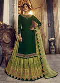 Green Embroidered Traditional Lehenga Suit