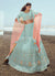 Aqua Blue Zarkan Embroidered Designer Lehenga Choli