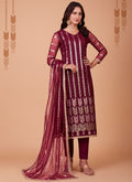 Maroon Zari And Sequence Embroidery Pant Style Suit