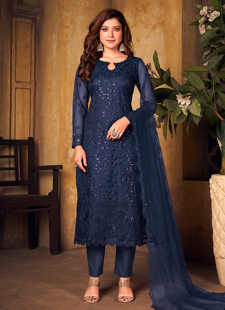 Royal Blue Sequence Traditional Pakistani Salwar Kameez
