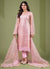 Pink Sequence Embroidery Net Pant Style Suit