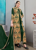 Dark Green Embroidered Jacket Style Pant Suit
