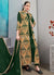 Dark Green Embroidered Jacket Style Pant Suit
