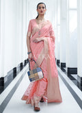 Pink Mukaish Weaved Modal Silk Saree