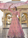 Blush Peach Embroidery Georgette Wedding Lehenga Choli