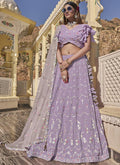 Lavender Embroidery Georgette Wedding Lehenga Choli