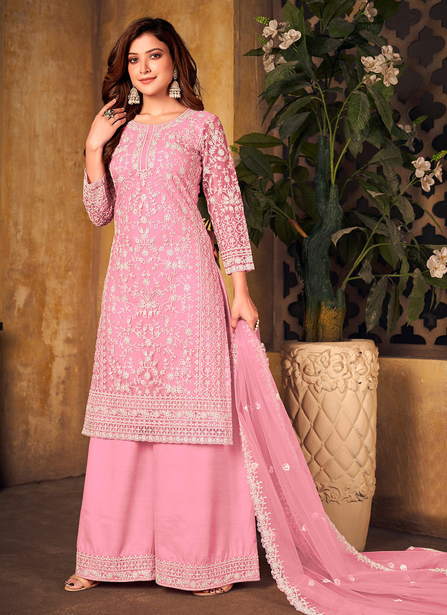 Pastel Pink Punjabi Suit Readymade Cotton Punjabi Suit: Pastel
