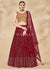 Buy Lehenga Choli In California | Maroon Golden Mirror And Sequence Embroidered Lehenga Choli