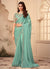 Sea Green Embroidered Party Wear Silk Saree