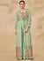 Pista Green Multi Embroidered Jacket Style Sharara Suit
