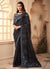 Charcoal Black Embroidered Party Wear Silk Saree