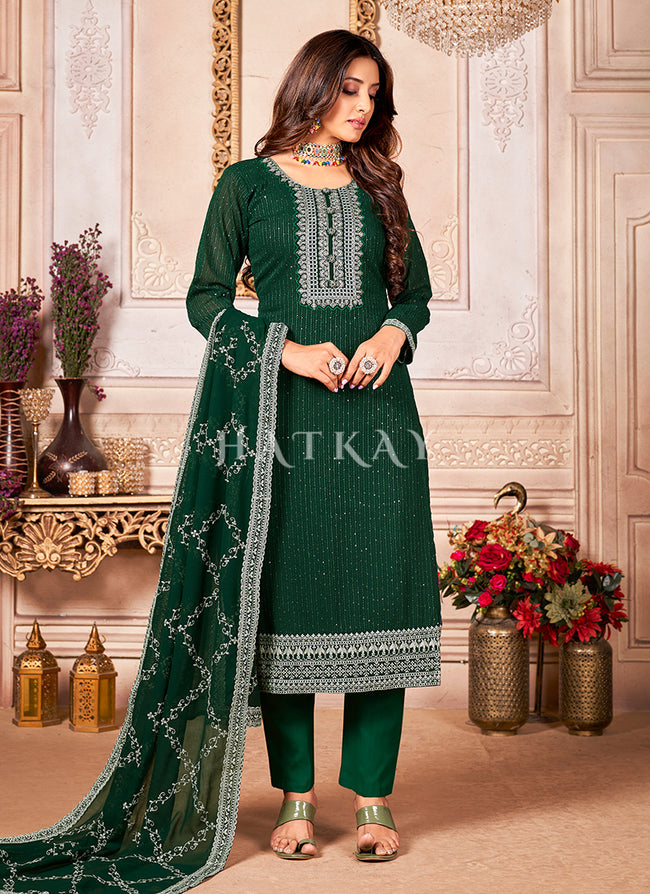 Green Heavy Designer Work Traditional Festive Special Salwar Kameez -  Indian Heavy Anarkali Lehenga Gowns Sharara Sarees Pakistani Dresses in  USA/UK/Canada/UAE - IndiaBoulevard